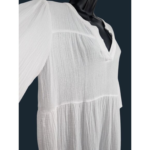 Joan Vass Gauze Midi Dress Tiered Cottage Resort Minimalist Relaxed Fit Size S - Picture 9 of 14